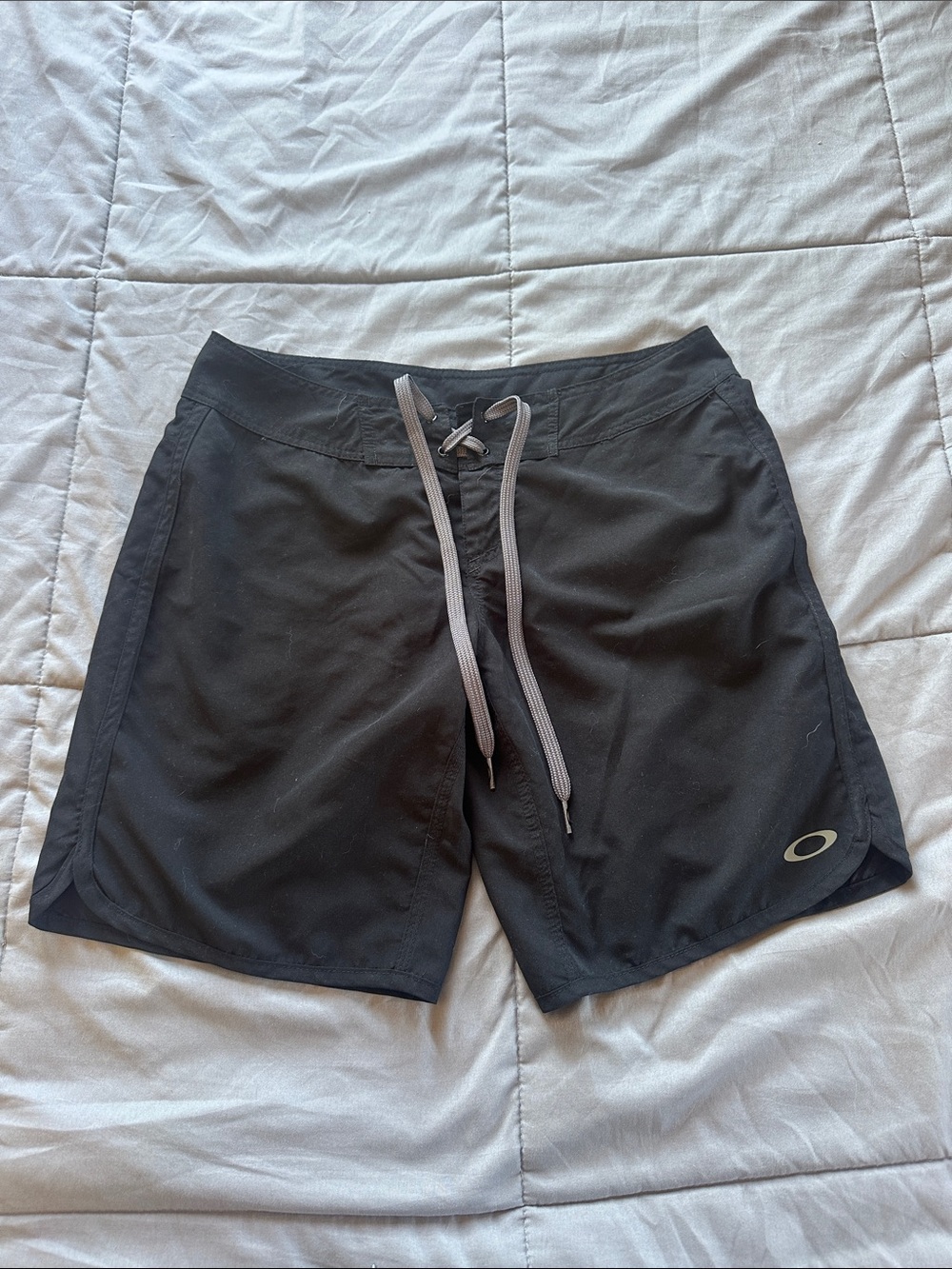 Vintage Oakley Black Swim Shorts with Gray Drawcord
